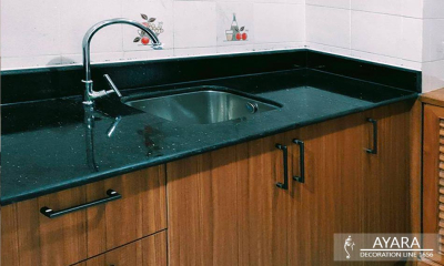 ชุดครัว Built-in โครงซีเมนต์บอร์ด หน้าบาน Melamine สี ES ES 5024-17