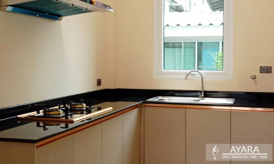 ชุดครัว Built-in โครงซีเมนต์บอร์ด หน้าบาน Melamine สี ES 1004-19