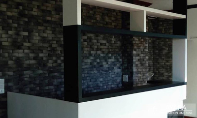 เคาน์เตอร์ Counter โครง HMR หน้าบาน Melamine สีขาว ES 4001-11 + สีดำ ES 4003-11