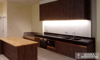 ชุดครัว Built-in โครงซีเมนต์บอร์ด หน้าบาน Melamine สี ES 5041-17