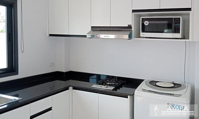 ชุดครัว Built-in โครงซีเมนต์บอร์ด หน้าบาน Melamine สี ES 4001-11 สีขาวด้าน