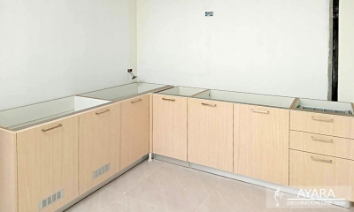 ชุดครัว Built-in โครงซีเมนต์บอร์ด หน้าบาน Melamine สี ES 5025-17