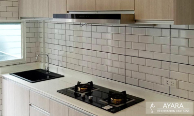 ชุดครัว Built-in โครงซีเมนต์บอร์ด หน้าบาน Melamine สี ES 5058-17