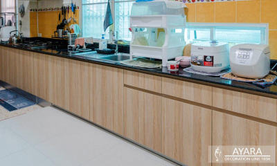 ชุดครัว Built-in โครงซีเมนต์บอร์ด หน้าบาน Melamine สี ES 5064-17