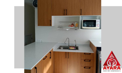 ชุดครัว Built-in โครงซีเมนต์บอร์ด หน้าบาน Laminate สี ES 5024-17