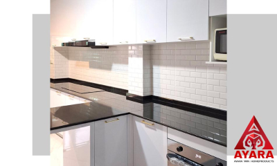 ชุดครัว Built-in โครง HMR กันชื้น หน้าบาน Laminate สีขาวเงา