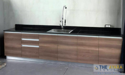 ชุดครัว Built-in Laminate ลายไม้ American Walnut