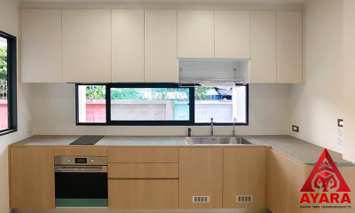 ชุดครัว Built-in โครงซีเมนต์บอร์ด หน้าบาน Melamine สี TNK 3005-17