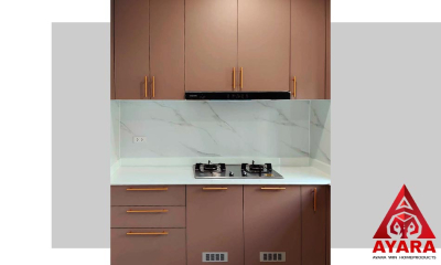 ชุดครัว Built-in โครงซีเมนต์บอร์ด หน้าบาน Melamine สี TNK 4203-11