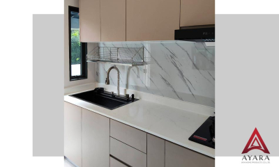 ชุดครัว Built-in โครงซีเมนต์บอร์ด หน้าบาน Melamine สี TNK 4215-11 