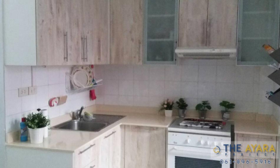 ชุดครัว Built-in โครงซีเมนต์บอร์ด หน้าบาน Melamine สี Tundra Forest