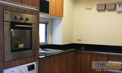 ชุดครัว Built-in โครงซีเมนต์บอร์ด หน้าบาน Laminate สี Classic Walnut