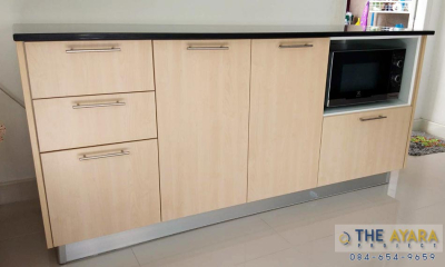 ชุดครัว Built-in โครงปาติเกิล หน้าบาน Melamine สีเมเปิ้ล