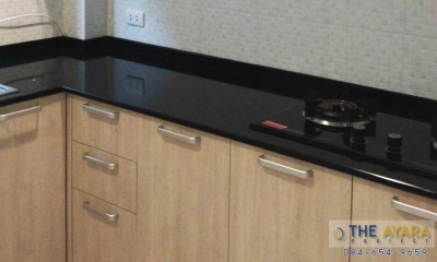 ชุดครัว Built-in โครงซีเมนต์บอร์ด หน้าบาน Laminate สี Alabaster Oak