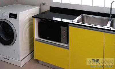 ชุดครัว Built-in โครงซีเมนต์บอร์ด หน้าบาน Laminate สี Sensation