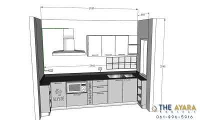 ชุดครัว Built-in Melamine สีดำ+ขาว