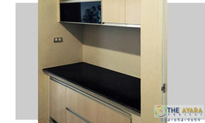 ชุดครัว Built-in โครงซีเมนต์บอร์ด หน้าบาน Melamine สี Rijeka Oak