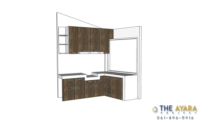 ชุดครัว Built-in Melamine ลายไม้ Loft Golden Oak