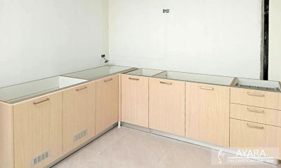 ชุดครัว Built-in โครงซีเมนต์บอร์ด หน้าบาน Melamine สี ES 5025-17