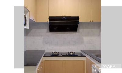 ชุดครัว Built-in โครงซีเมนต์บอร์ด หน้าบาน Melamine สี ES-5001