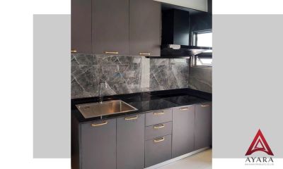 ชุดครัว Built-in โครงซีเมนต์บอร์ด หน้าบาน Melamine สี TNK 4004-11