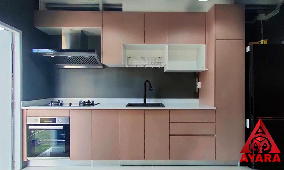 ชุดครัว Built-in โครงซีเมนต์บอร์ด หน้าบาน Melamine สี ES 4203-11