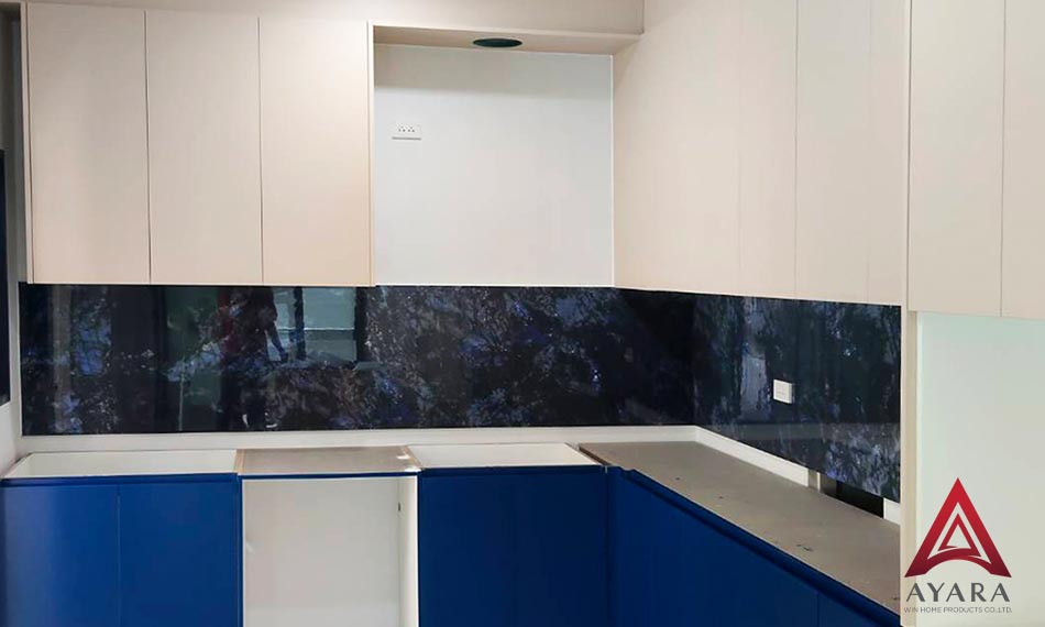 ชุดครัว Built-in หน้าบาน Laminate สี Sea Blue + TNK 4222-11 | โครงซีเมนต์บอร์ด | Ayara