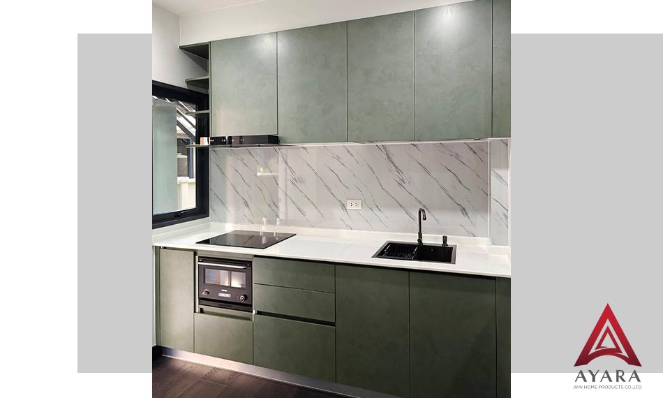 ชุดครัว Built-in หน้าบาน Melamine สี TNK 2010-20 | ครัวบิ้วอินโครงซีเมนต์บอร์ด | Ayara