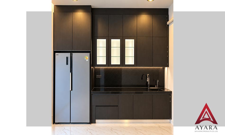 ชุดครัว Built-in หน้าบาน Melamine สี TNK 5040-12 | โครงซีเมนต์บอร์ด | Ayara